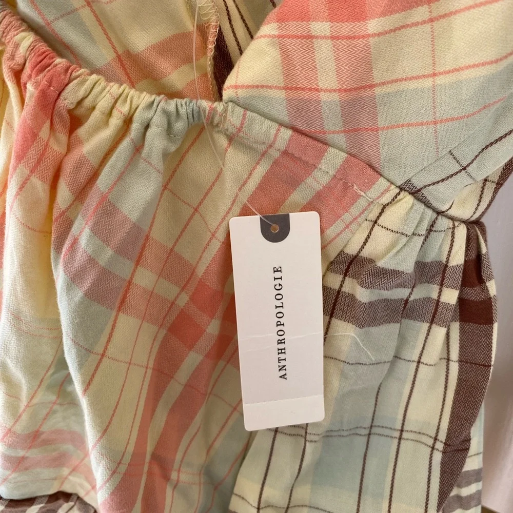 NWT! LyreBird Sleeveless Plaid Nap Mini Dress Size Small 100% Cotton Summer Boho